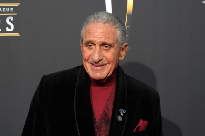 Feb 8, 2024; Las Vegas, NV, USA; Atlanta Falcons owner Arthur Blank on the red carpet before the NFL Honors show at Resorts World Theatre.